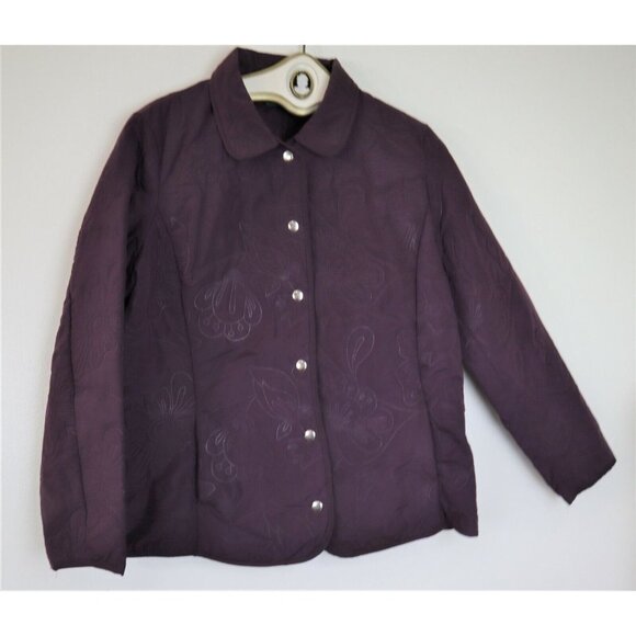LEMON GRASS STUDIO - WOMEN'S PURPLE QUILTED JACKET - SIZE XL - FLORAL PATTERN - Picture 1 of 4